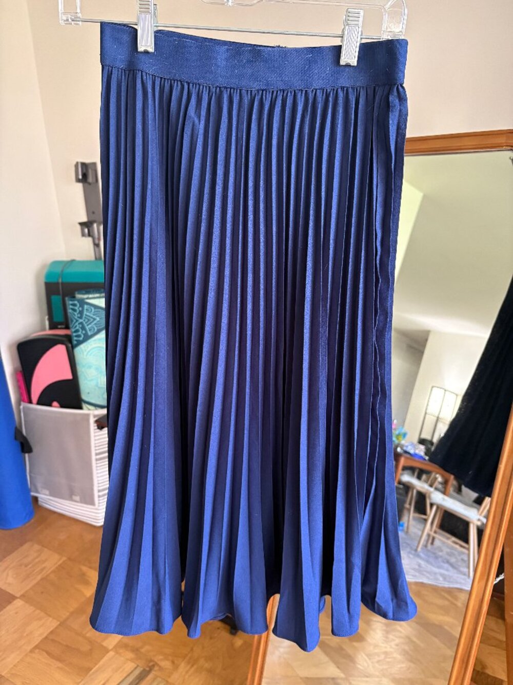 Grace Karin Pleated Midi Skirt – Navy (S) -New Without Tag